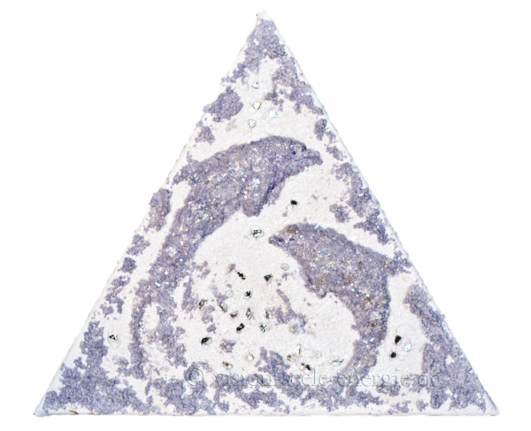 Delfin-Kristall-Relief-Dreieck in Lavendel - 30 x 25 cm - Original-Bild auf Leinwand-Keilrahmen