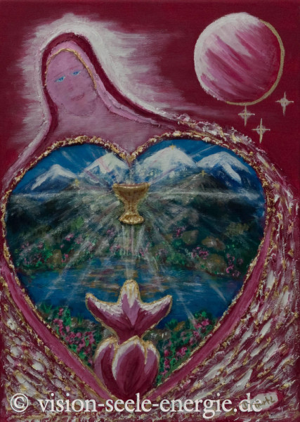 Segnung im Licht der Erlöung - 30 x 40 cm - Original-Bild auf Leinwand-Keilrahmen