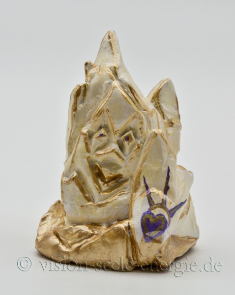 Kristallweisheit - Weiß-Gold - Skulptur aus luftgetrockneter Modelliermasse