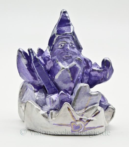 Kristallweisheit - Lila-Silber - Skulptur aus luftgetrockneter Modelliermasse